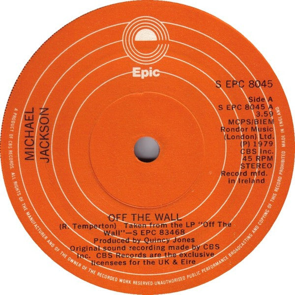 Michael Jackson Off The Wall 1980 Vinyl 7"