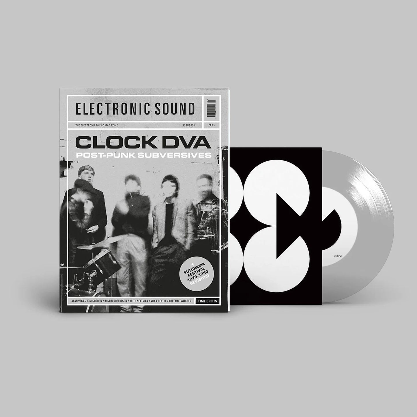 Electronic Sound Magazine + Vinyl - Issue 134 - Clock DVA + ‘4 Hours’ / ‘Sensorium’ industrial grey vinyl seven-inch single