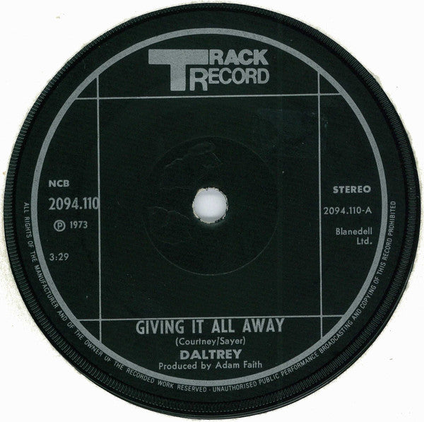 Roger Daltrey Giving it all Away 1973 Vinyl 7"